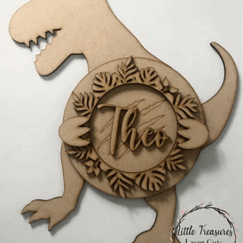 3mm mdf T-Rex Holding Name Plaque