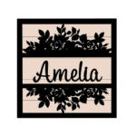 3mm mdf Square Split Floral Name Plaque