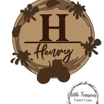 3mm mdf Initial Name Plaque (Tractor theme)