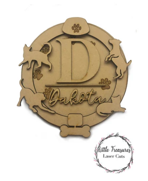 3mm mdf Initial Name Plaque (Pet Theme)