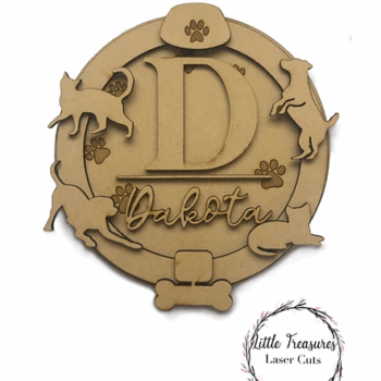 3mm mdf Initial Name Plaque (Pet Theme)