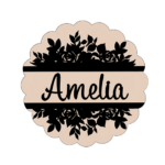 3mm mdf Split Floral Scalloped Name Plaque