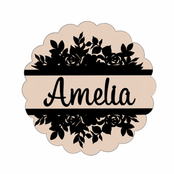 3mm mdf Split Floral Scalloped Name Plaque