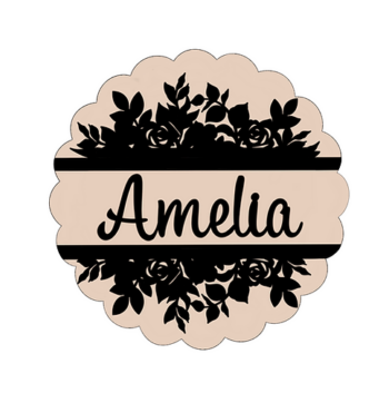 3mm mdf Split Floral Scalloped Name Plaque