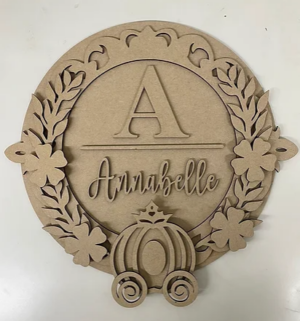 3mm mdf Initial Name Plaque (Princess Carriage)