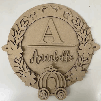 3mm mdf Initial Name Plaque (Princess Carriage)