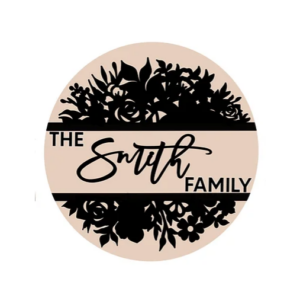 3mm mdf Floral Wreath Family Name Plaque