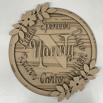 3mm mdf Multiple Names Initial Plaque
