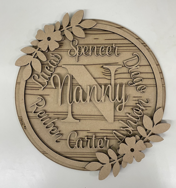 3mm mdf Multiple Names Initial Plaque
