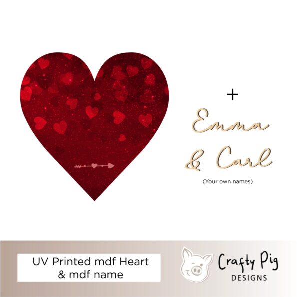 Printed Red Heart - Name and Name