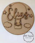 3mm mdf Teddy Bear Hot Air Balloon Name Plaque