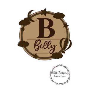 3mm mdf Initial Name Plaque (Cloud/Hot Air Balloon theme)