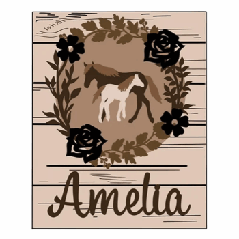 3mm mdf Rectangular Woodland Horses Plaque