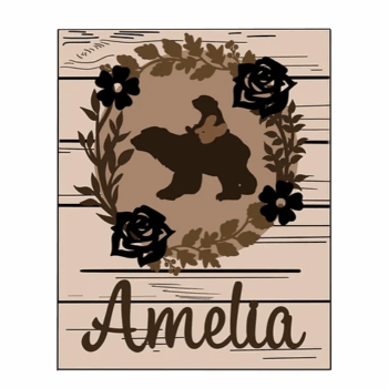 3mm mdf Rectangular Woodland Bears Plaque