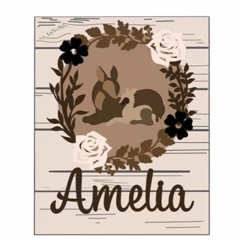 3mm mdf Rectangular Woodland Deers Plaque