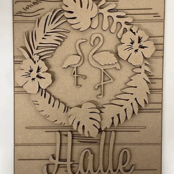 3mm mdf Rectangular Tropical Flamingos Plaque