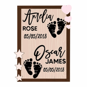 3mm mdf Two Baby Announcements Rectangle Plaque