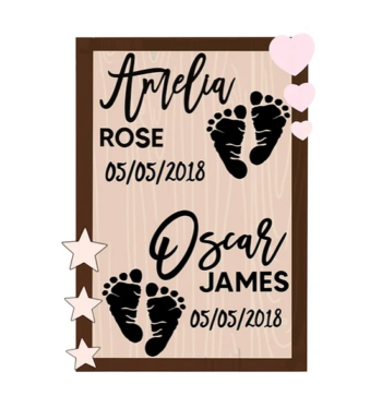 3mm mdf Two Baby Announcements Rectangle Plaque