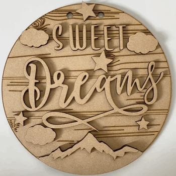 3mm mdf Sweet Dreams (Mountain & Stars) Plaque