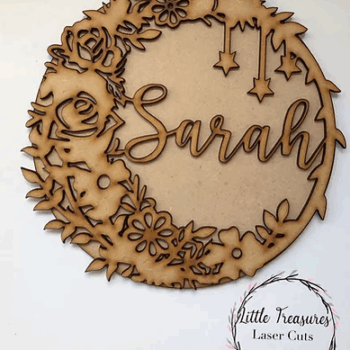3mm mdf Personalised Flower Moon Hoop