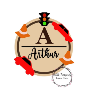 3mm mdf Cars & Traffic Light Initial Plaque