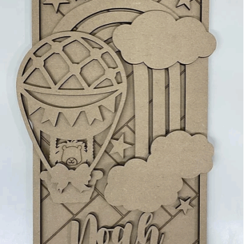 3mm mdf Rectangular Animal Hot Air Balloon Plaque