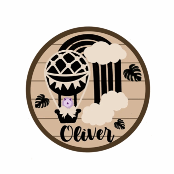 3mm mdf Dinosaur Hot Air Balloon Plaque