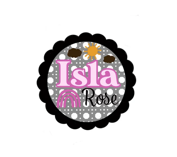 3mm mdf Scalloped Rattan Rainbow/Sunshine Plaque