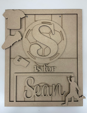 3mm mdf Rectangular Initial Football Plaque