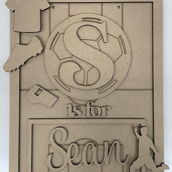 3mm mdf Rectangular Initial Football Plaque