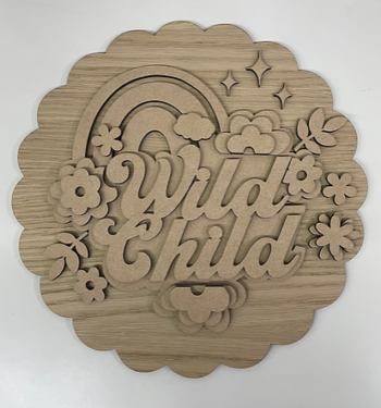 3mm mdf Wild Child Scalloped Flower Plaque