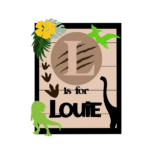3mm mdf Rectangular Initial Dinosaur Plaque