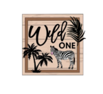 3mm mdf Square Zebra & Leaves Plaque