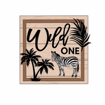 3mm mdf Square Zebra & Leaves Plaque