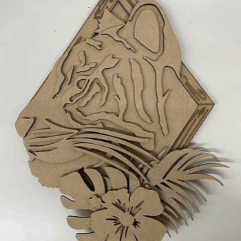 3mm mdf (Tiger) Safari Themed Animal Head & Leaves Plaque