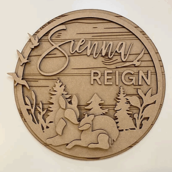 3mm mdf Multi-Names Deers Plaque
