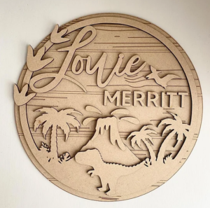 3mm mdf Multi-Names Dinosaur Volcano Plaque