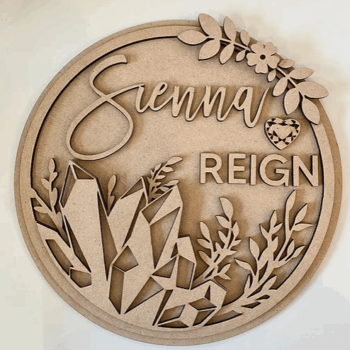 3mm mdf Multi-Names Crystals & Flowers Plaque