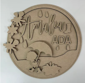 3mm mdf Multi-Names Duckling and Wellies Plaque