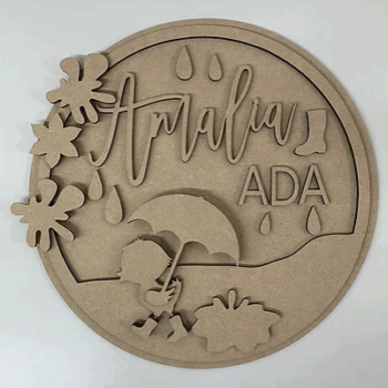 3mm mdf Multi-Names Duckling and Wellies Plaque