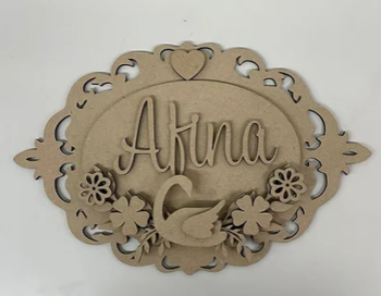 3mm mdf Swan Oval Name Plaque