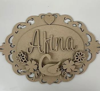 3mm mdf Swan Oval Name Plaque