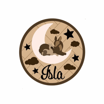 3mm mdf Parent & Baby Animals Moon Plaque