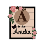 3mm mdf Rectangular Initial Butterfly and Flowers Plaque