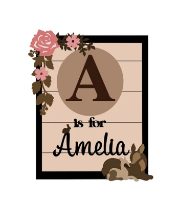 3mm mdf Rectangular Initial Woodland Animal Plaque