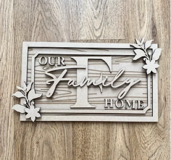 3mm mdf Rectangular Family Initial (Theme 2)