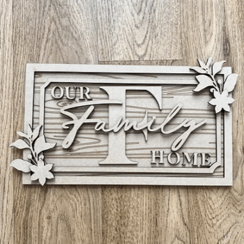 3mm mdf Rectangular Family Initial (Theme 2)