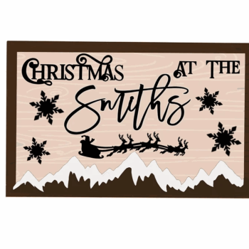 3mm mdf Christmas At The' Rectangular Mountains Plaque
