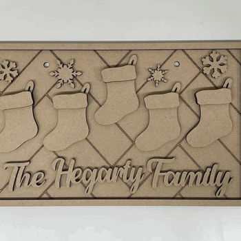 3mm mdf Family Stockings Rectangular Plaque