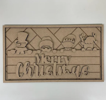3mm mdf Rectangular Christmas Character Plaque